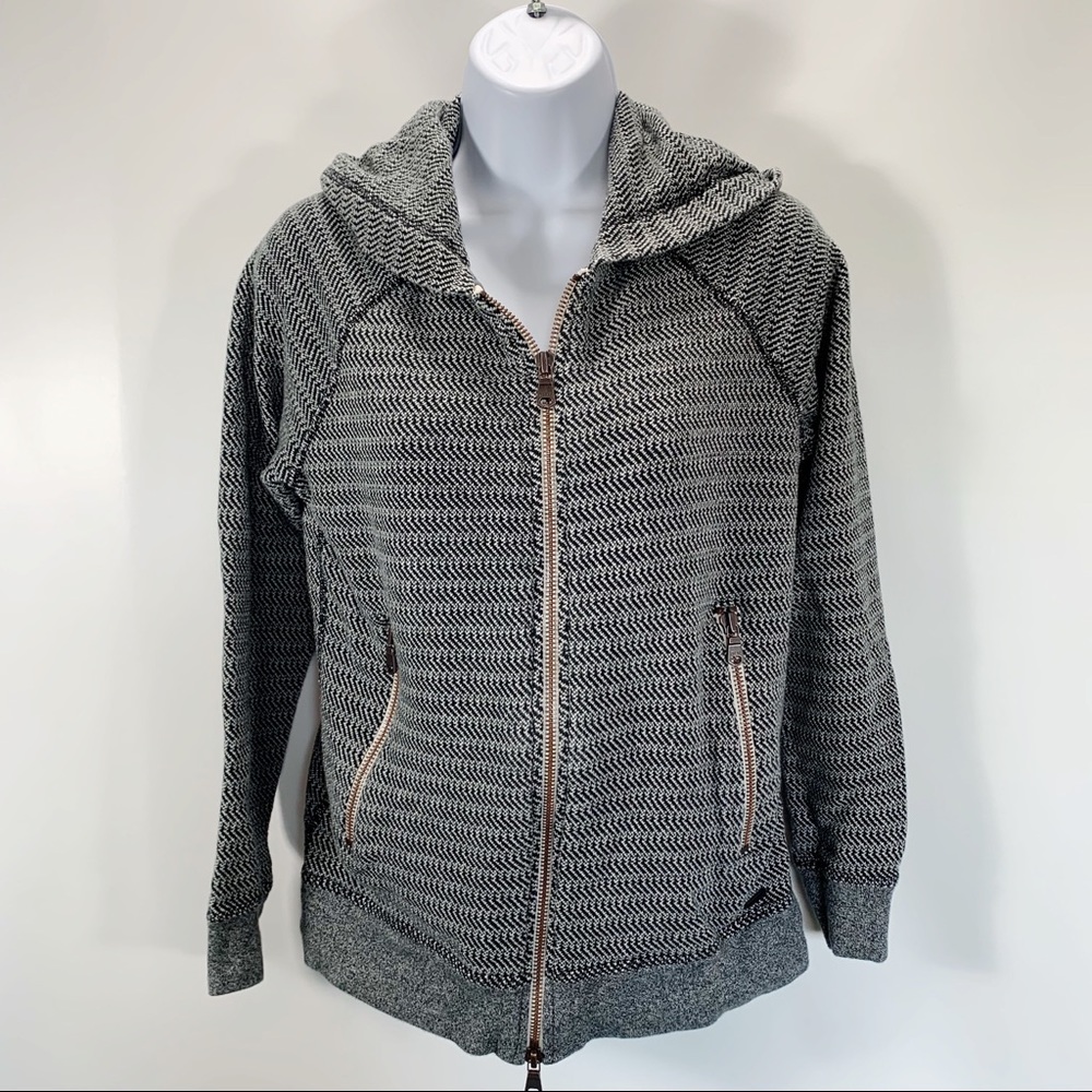 Roots Cardigan Knit Full Zip Hooded Houndstooth